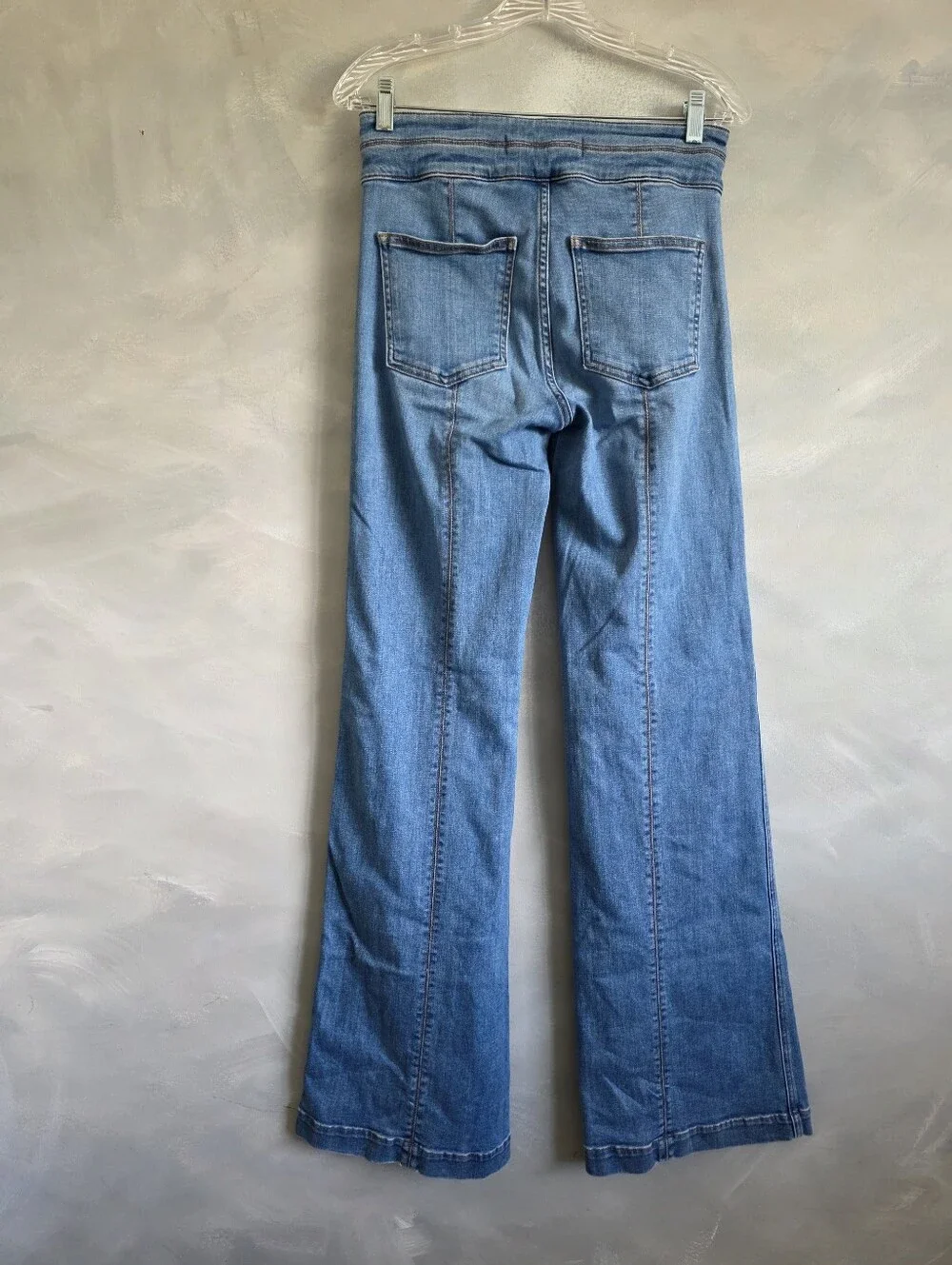 Veronica Beard Ember Wide Leg High Rise Medium Wash Flare Jeans 27/4 - Picture 4 of 14